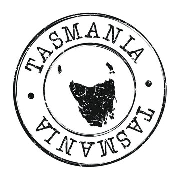 Tasmania Australia Map Postmark. Silhouette Postal Passport. Stamp Round Vector Icon. Vintage Postage Design.