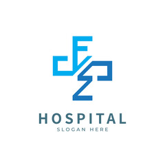 Health logo with initial letter E Z, Z E, E Z logo designs concept. Medical health-care logo designs template.