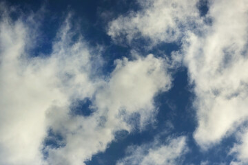 Blue sky with white clouds. The background, the environment.