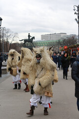 Moscow Maslenitsa Festival 2020. Traditional national celebration in folk style. Slavic tradition....