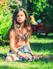 Naklejka na ściany i meble lovely brown haired young lady in tropical Florida swamp forest