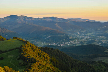 Sunrise from Mount Ubieta in Galdames, with the Sopuerta valley in the background
