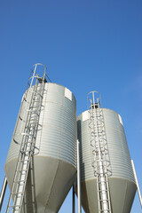 Metal tanks in a farm