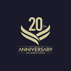 20 Th Anniversary Celebrations Label Text Vector Template Design Illustration
