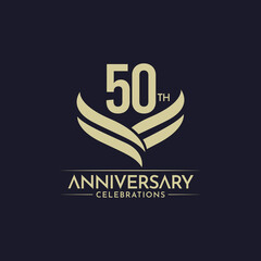 50 Th Anniversary Celebrations Label Text Vector Template Design Illustration