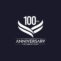 100 Th Anniversary Celebrations Label Text Vector Template Design Illustration