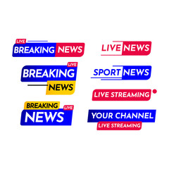 Breaking News, Live Streaming, Breaking News Live, Hot News Live Streaming Label Vector Template Design Illustration