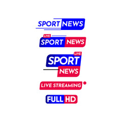Sport News, Sport News Live, Live Streaming Label Vector Template Design Illustration