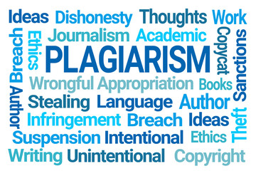 Obraz premium Plagiarism Word Cloud on White Background