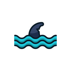 Shark fin filled outline icons. Vector illustration. Editable stroke. Isolated icon suitable for web, infographics, interface and apps.