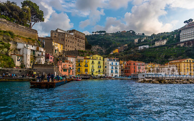 Returning to the old harbour at Marina Grande in Sorrento, Italy on a bright spring evening