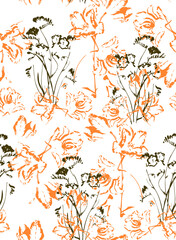 Obraz premium Monochrome Florals Beautiful Trend Pattern Design Minimal Concept Seamless Artwork