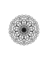 Geometric Mandala Illustration in black and white background