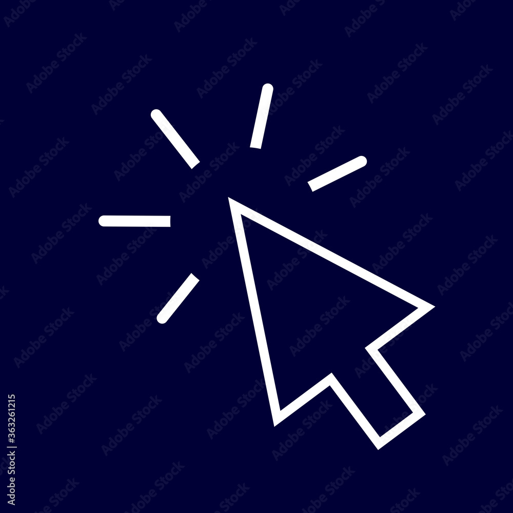 Poster mouse click icon vector isolated on blue background. trendy mouse click icon in flat style. template