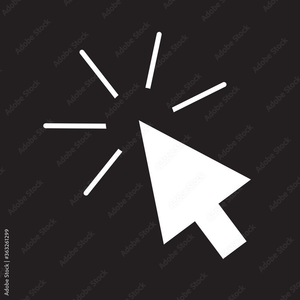 Poster mouse click icon vector isolated on black background. trendy mouse click icon in flat style. templat