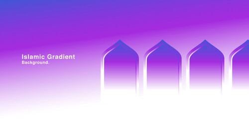 Window on purple-blue white gradient background. Design creative concept for Islamic celebration day with minimalist style. Suitable for visual identity, advertising, banner, flayer, and background.