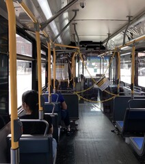 NYC Bus Places Partition to Separate Passengers and Driver for Safety Social Distancing on Commute...