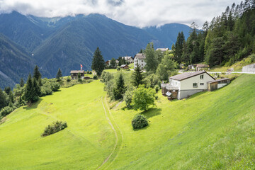 Fototapeta na wymiar Idyllic summer landscape in the Alps