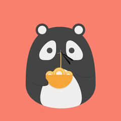 cute baby panda that has wok ramen from a bowl with chopsticks in china