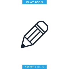 Pencil Icon Vector Logo Design Template