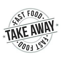 Take Away Fast Food Stamp Design Vector Art.