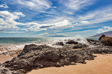 Waves crashing on Maui