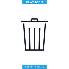 Trash Can Icon Vector Logo Design Template.