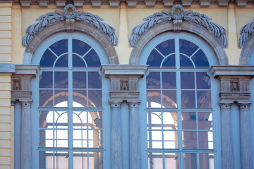 Windows with Arches and modeling in baroque style 