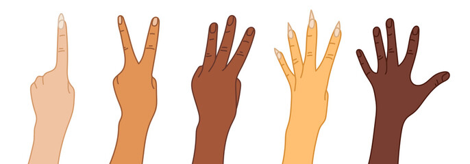 Vector abstract set of hand gesture design templates in trendy linear minimal style, vector illustration.
