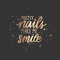 Golden Vector Handwritten lettering about nails. Inspiration quote for nail studio