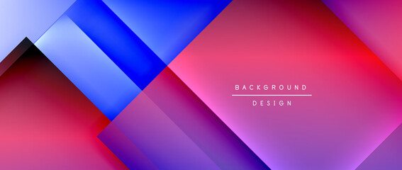 Square shapes composition, fluid gradient geometric abstract background. 3D shadow effects, modern design template