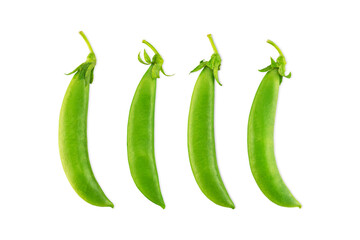 Fresh green beans isolated on white background with clipping path