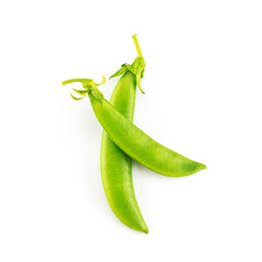Fresh green beans isolated on white background