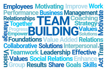Team Building Word Cloud on White Background