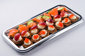 mini canapes with smoked salmon