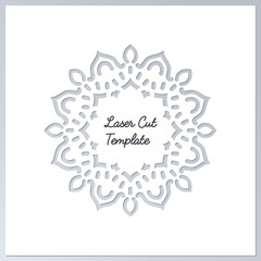 Vector template for laser cut. Round frame inspired by mandala designs.
