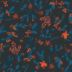 Winter Holiday Floral Pattern - 363271018