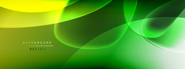 Vector abstract background - liquid bubble shapes on fluid gradient with shadows and light effects. Shiny design template for text