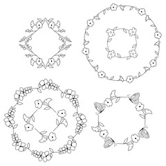 hand drawn floral botanical vector frames