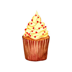 Watercolor illustration, cake on a white background, element for menu or card design