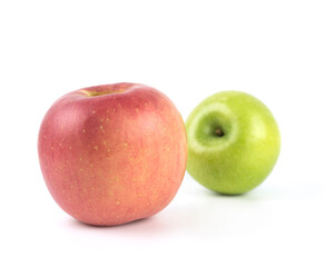 Red and Green Apples on white background
