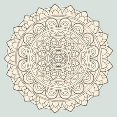 Vector Indian ornament. Mandala in pastel colors.