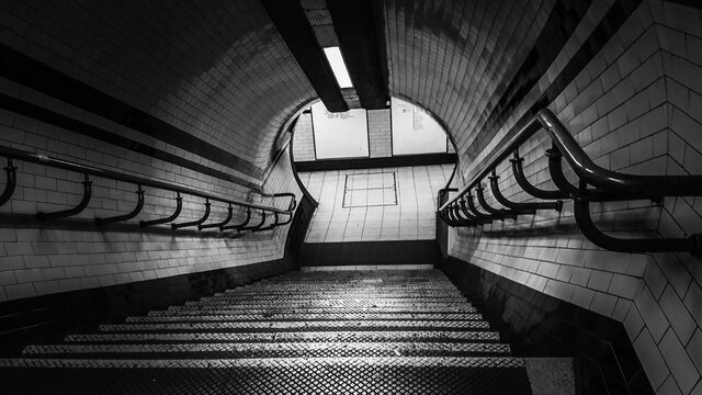 High Angle View Of Empty Staircase