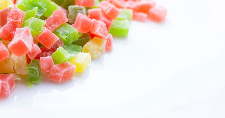 Multicolored Turkish delight slices close-up. Oriental sweets