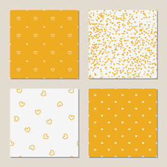 Naklejka premium Set of four seamless cute patterns for Valentines Day. 
