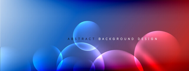 Vector abstract background liquid bubble circles on fluid gradient with shadows and light effects. Shiny design templates for text