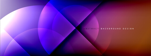 Vector abstract background - circle and cross on fluid gradient with shadows and light effects. Techno or business shiny design templates for text