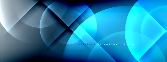 Vector abstract background - circle and cross on fluid gradient with shadows and light effects. Techno or business shiny design templates for text