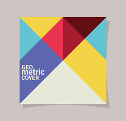 geometric vintage cover and multicolored frame design, shape and figure theme Vector illustration
