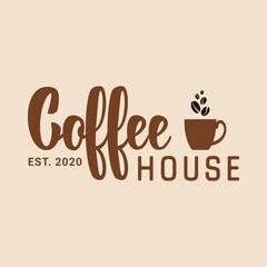 Logo template for a coffee shop or cafe. Emblems, badges, stickers. Elements of design. Hand lettering.